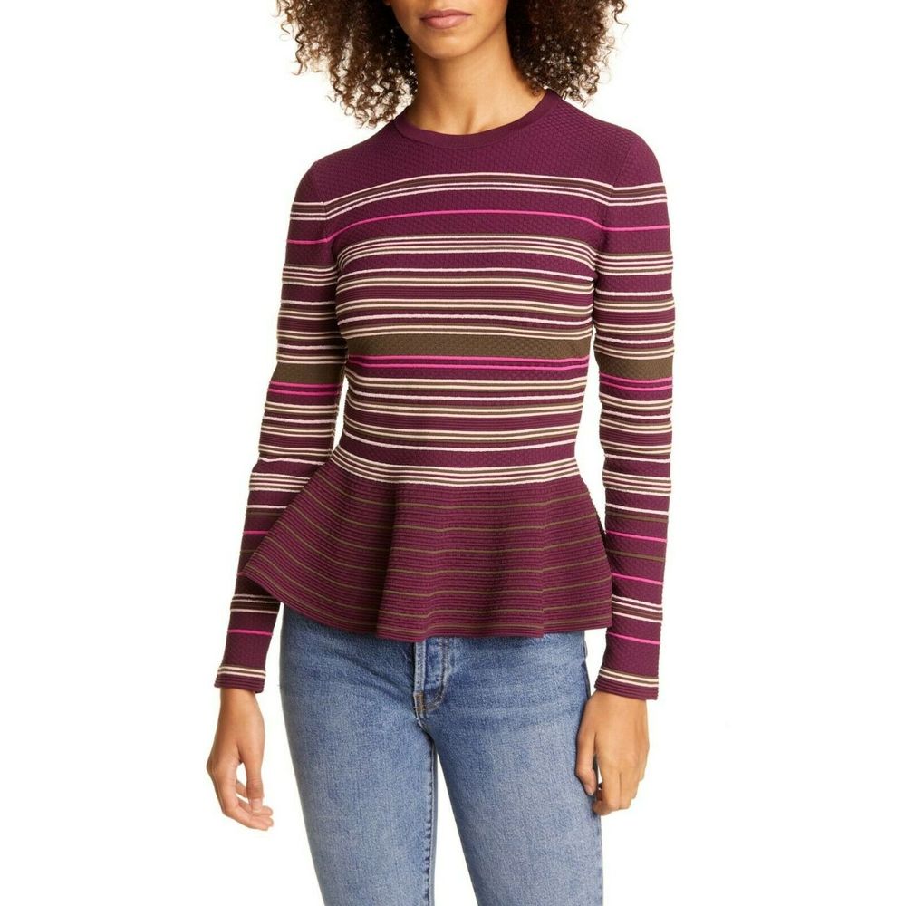 Ted Baker Leytina Stripe Ottoman Peplum Sweater